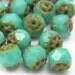 Czech Glass Renaissance Firepolish - 6mm - Opaque Turquoise Picasso (25) CZF143