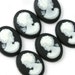 6 Plastic Cameos L and R Facing - 10x8mm - Black and White IC047