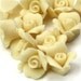Rose Flower Cabochons - Ceramic 8mm Ivory (4) cc003