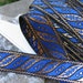 3 yards SLANTED LEAVES Jacquard trim in royal blue, gold on black. 1 inch wide. 187-K