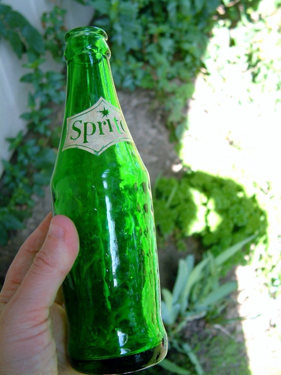 Download Items similar to Vintage 1960s Sprite Bottle Collectible Bright Green Glass 10 oz Retro 1960s ...