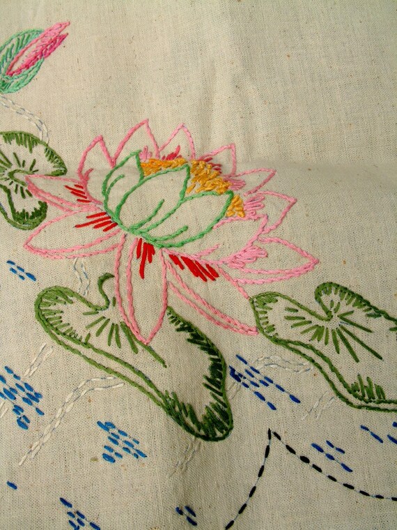 Water Lily Embroidered Panels