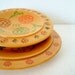 Russian Folk Art Retro Style Floral Eastern European Small Wooden Dishes Trinket Holder