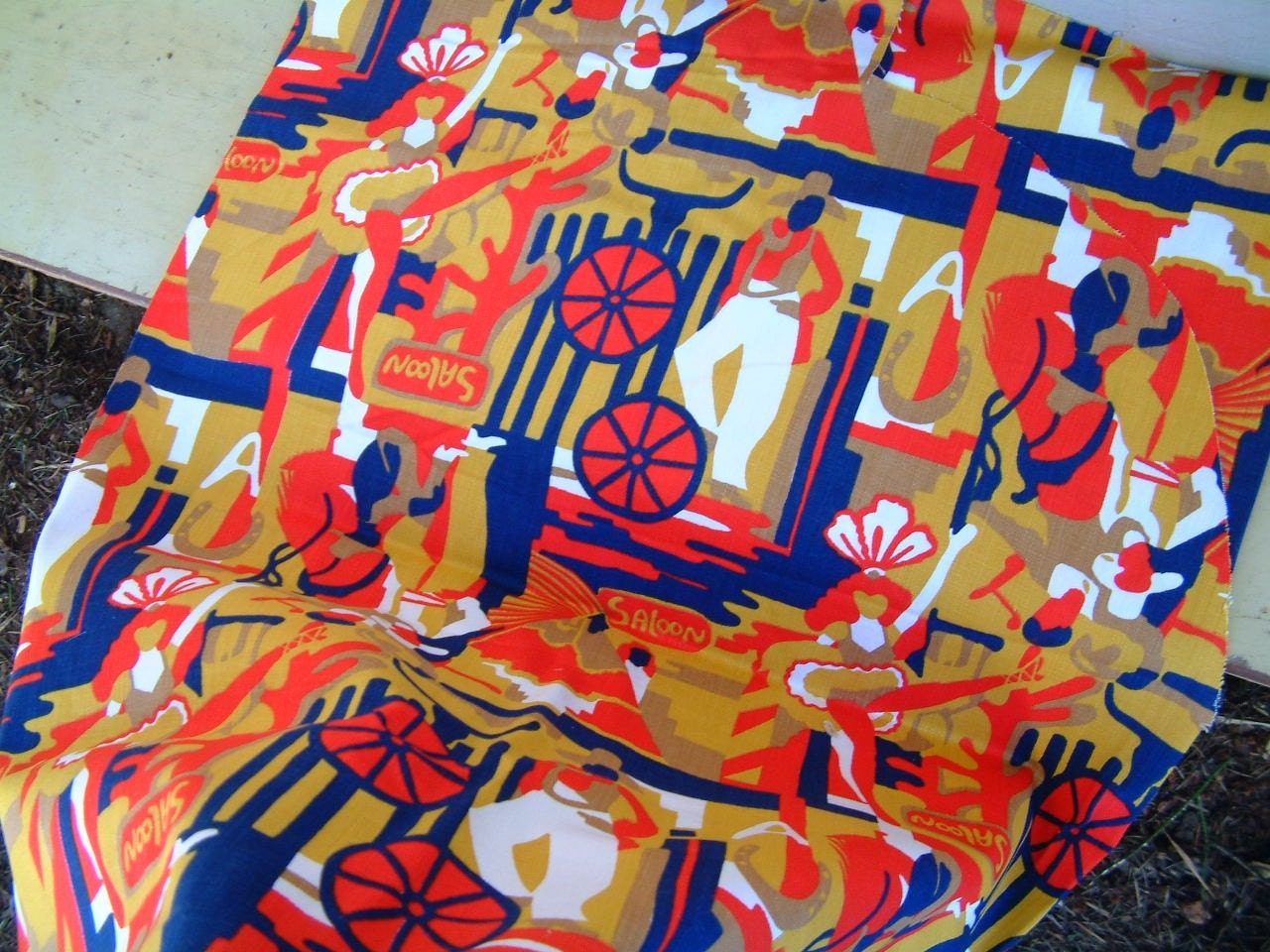 Vintage 1960s Fabric Retro Las Vegas Fabric by BlendedSplendid