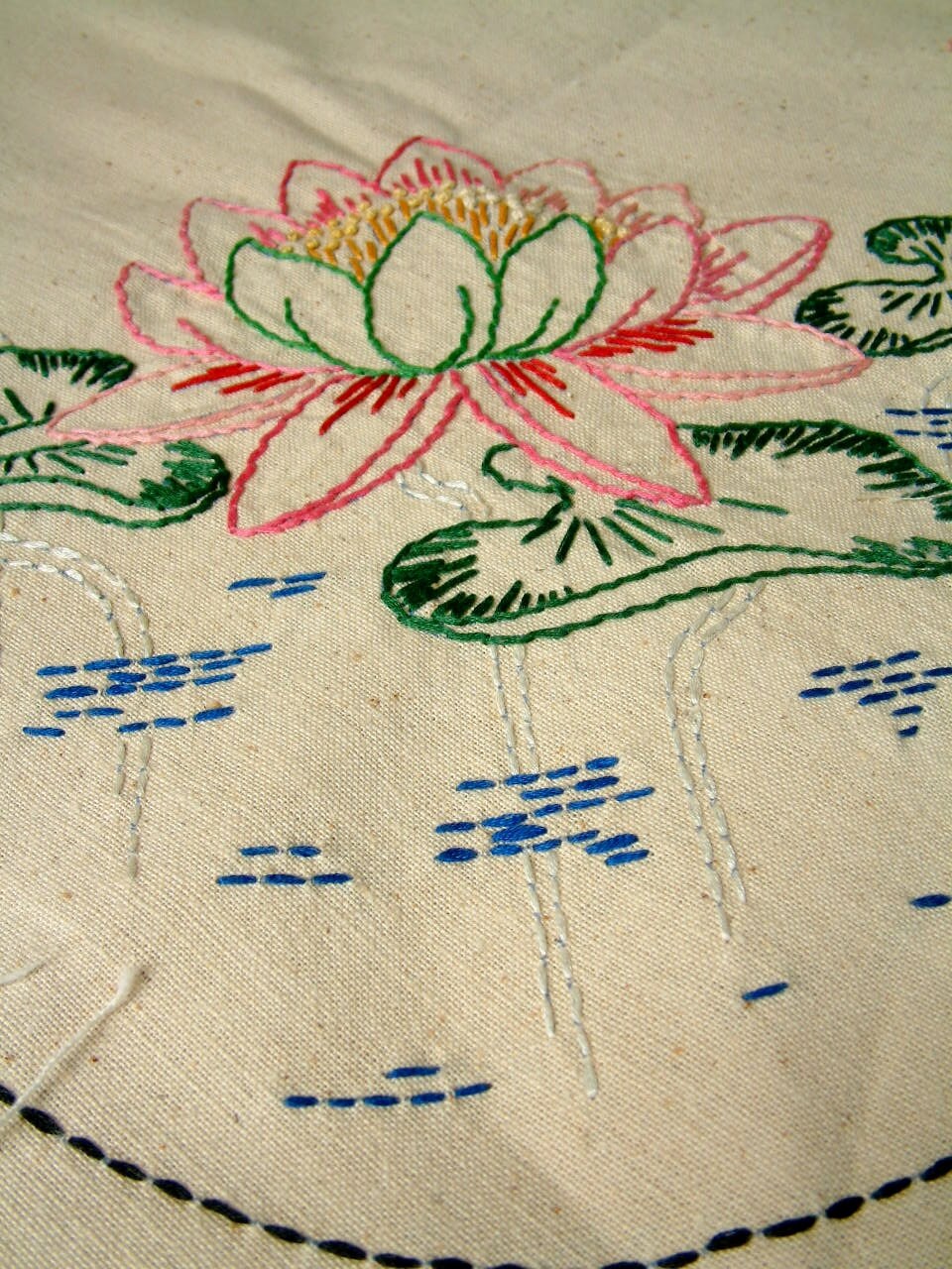 Water Lily Embroidered Panels