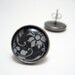 Damask Flower Studs - Black and white damask flower and vine motif post earrings - French Inspired
