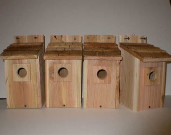 4- Bluebird bird houses bird nest with cedar shake roof