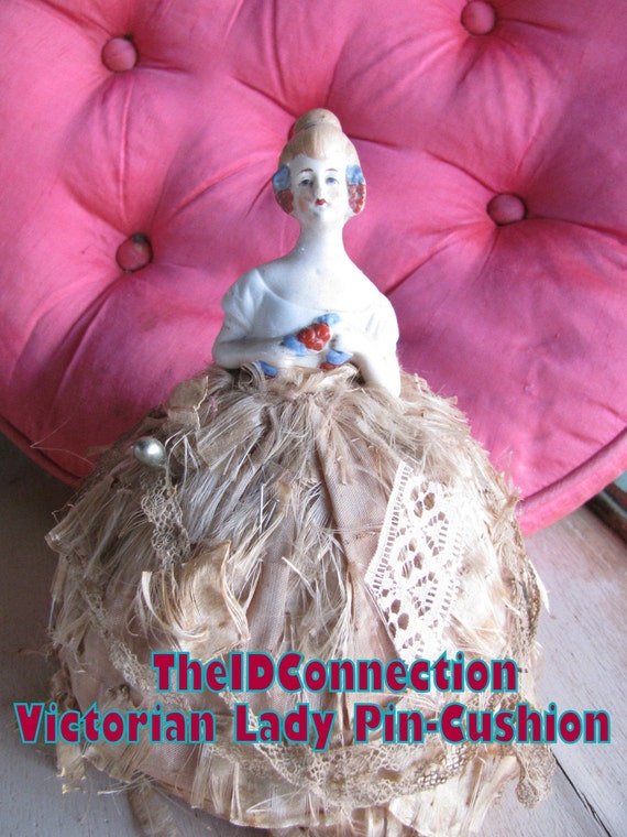 Items similar to Victorian Lady PinCushion, Vintage 1920's, Porcelain