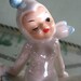 Vintage 1960s Elf, Pixie Elves, Fairy, Shoe, Winking Elf, Flower Planter, Blue Elf, Flowers, Fairy, Ceramic Made in Japan retro Christmas Season Holiday Xmas decoration Antique collectible Cold War relic Atomic Elf Japanese Gnome figurine cool hip Pop Art