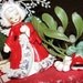 Christmas 1950's Angelic Blonde Girl, Angel Wing, retro 50's Figurine X-Mas Spirit Mistletoe Holiday decoration collectible Made in Japan,