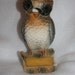 Vintage Owl Pin Cushion, Scissor Holder, Hooters Owl, Porcelain Bird 44c