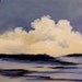 COOLER, original painting, 100% charity donation, oil painting, landscape, 5x5, art board, clouds, sky, water, river, lake