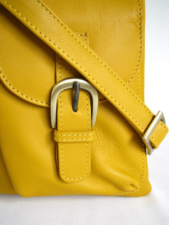 Leather Messenger Bag Shoulderbag Handbag Yellow