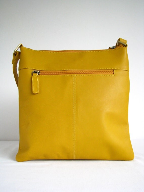 Leather Messenger Bag Shoulderbag Handbag Yellow