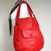 Red Leather Slouchy Pleat Bag
