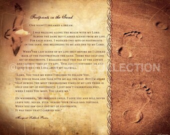 FOOTPRINTS POEM - Christian Gift - Religious Home Decor - Spiritual Encouragement - Beach House Decor - Inspirational Wall Art - Poetry