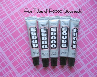 Five Tubes Of E6000 Industrial Strength Glue .18oz each - Great for Fridge Magnets, Glass Pendants, and Scrabble Tile Pendants