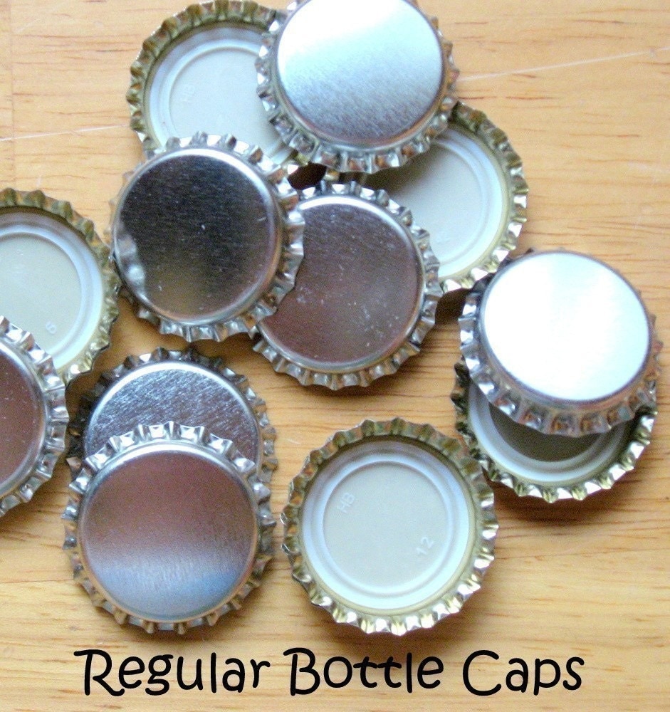 100 REGULAR Silver Bottle Caps Great for fridge