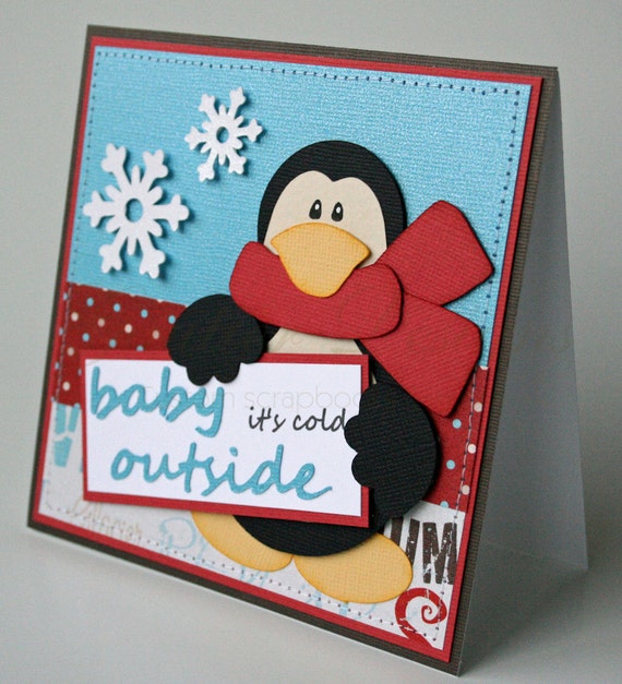Christmas card Baby it's Cold Outside penguin card