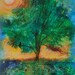 Fire fly summer night,Artist trading card, atc ,aceo Fine Art tree photograph, mixed media, original, gift, tree, owl, moon