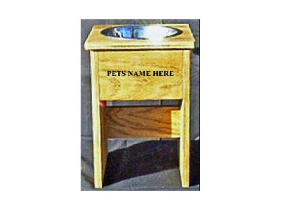 Raised elevated single dog bowl 15 inches tall no cost for pet names