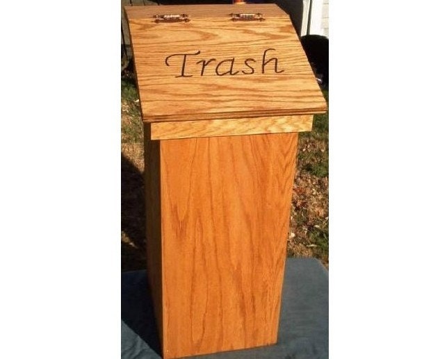 Kitchen trash can wood wooden wastebasket free by olewoodcrafter