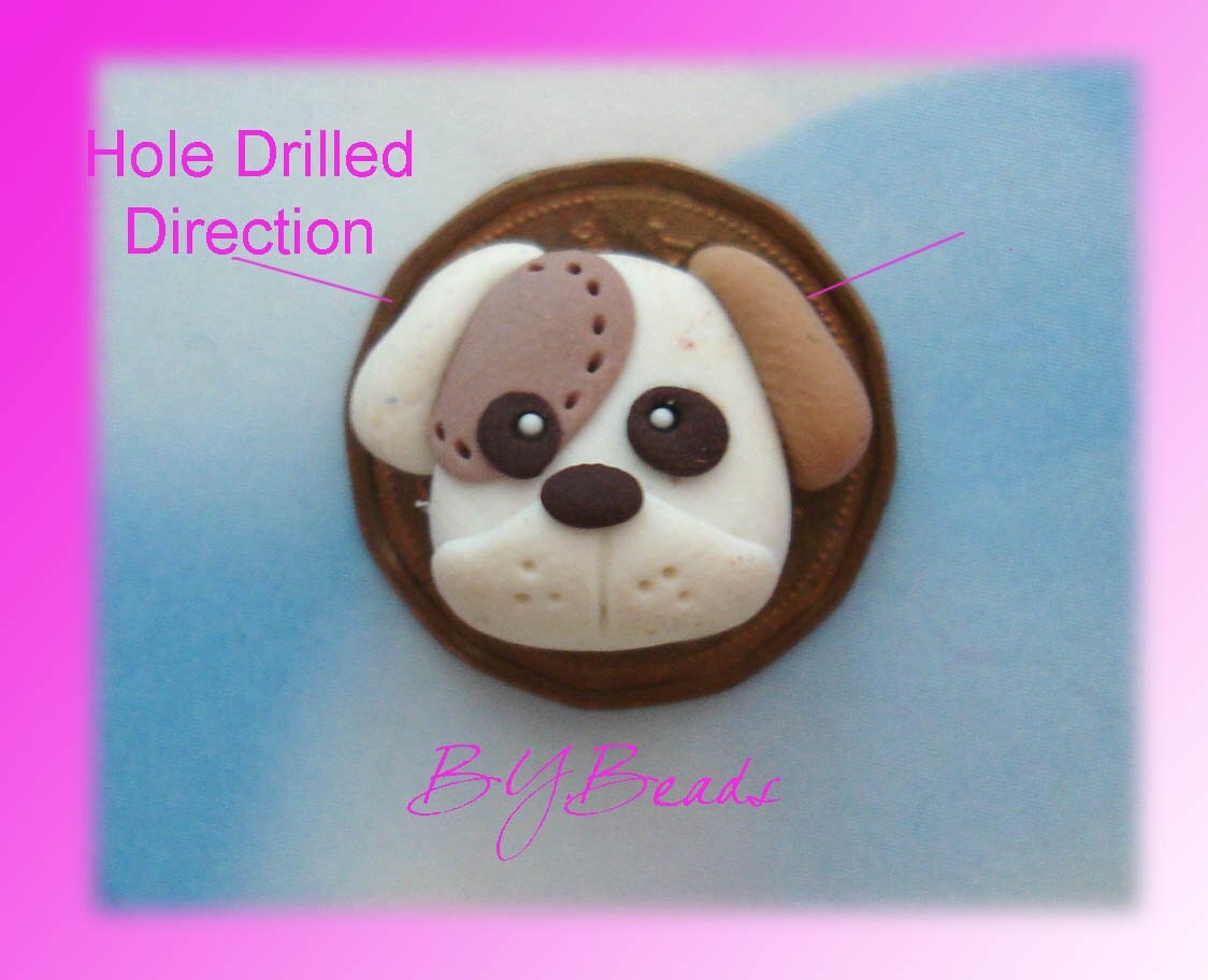 SALE Cute Dog Polymer Clay Charm Bead by RainbowDayHappy on Etsy