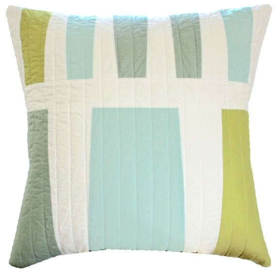 Items similar to Decorative Quilted Pillow Blue / Green on Etsy