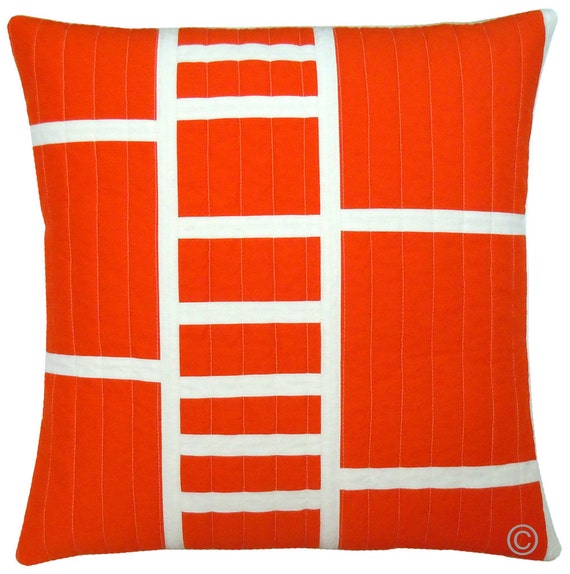Modern Throw Pillow Tangerine Ladder