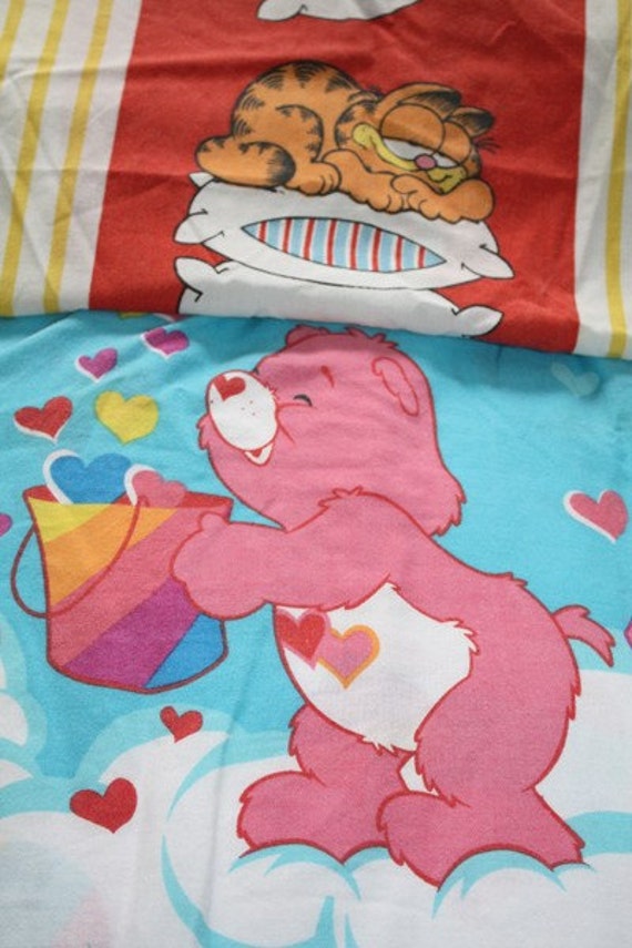 3 Vintage bed sheets Garfield care bears twin size