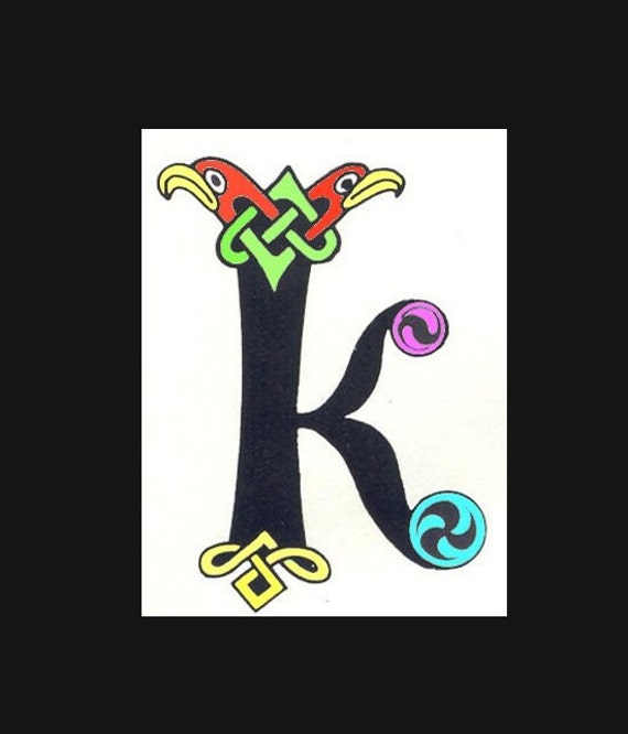 Items similar to Print of Original Painting Celtic Letter "K" on Etsy