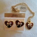 Vintage necklace and pierced earrings, Chantelle D'Orlan Red Enamel Heart design pendant on chain and pierced earrings set, Made in Canada