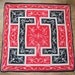 Vintage Scarf, Glentex silk large square, 1960s era, Bold Black, Red and Cream Design