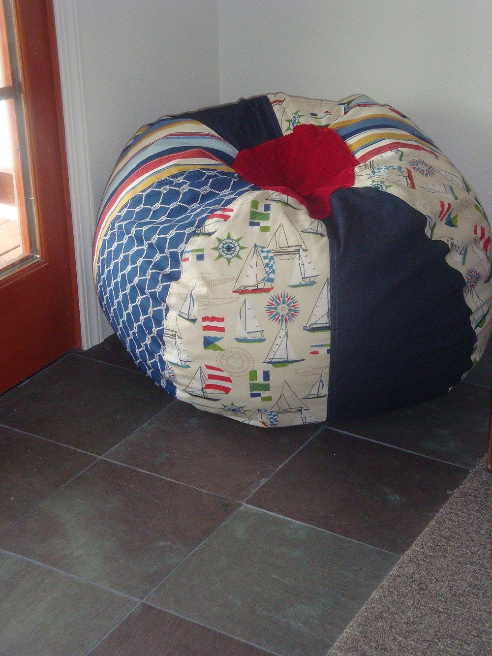 NEW Nautical Sailboat and Stripes Bean Bag chair