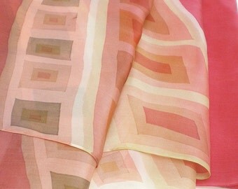 Squares and Lines, batik silk shawl