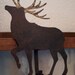 Rustic Blackened Metal Golden Antler Reindeer Christmas Stocking Holder