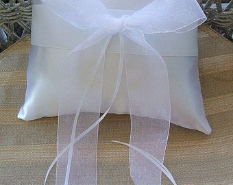 Wedding Pillow, Ring Pillow White Or Ivory Handmade "ORGANZA"
