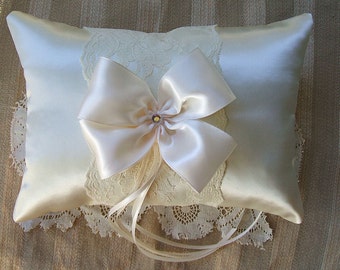 Wedding Ring Bearer Pillow "NUANCE""Available in Ivory or white