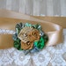 Sash for Dress Waist Handmade Victorian Ribbon Rose Cluster 3 Golden & Antique Gold