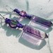 Fluorite Crystal Point Earrings with Purple Hemp Macrame - Gemstone Hemp Jewelry