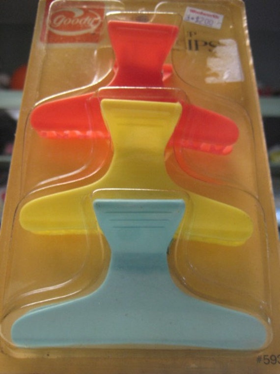 Vintage Plastic Goody Pin Up Hair Jaw Clips Retro Neon Colors