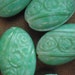 RESERVED LISTING Vintage Glass Beads (1) Green Satin Molded Antique Bead
