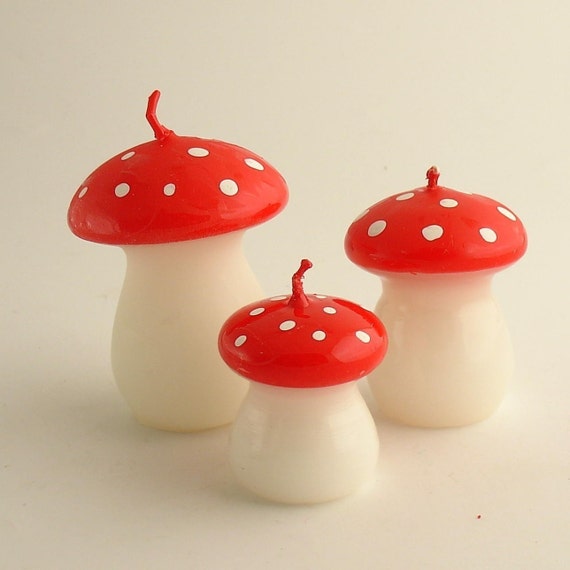 Three Vintage Mushroom Candles Western Germany by efinegifts