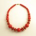 Vintage Necklace Red Bead Retro Jewelry