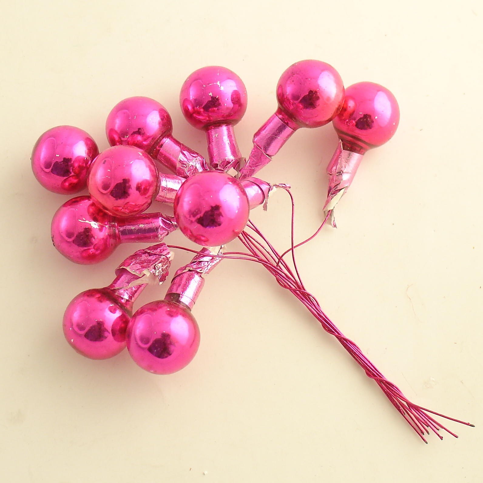 10 vintage pink glass ball picks christmas decoration 10 vintage pink glass ball picks christmas decoration