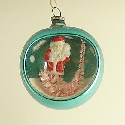 Vintage Aqua Glass Christmas Tree Ornament