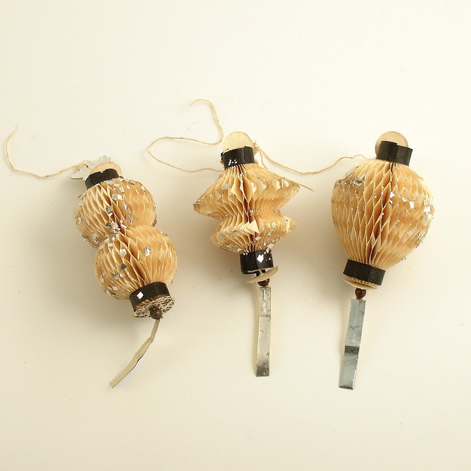 3 Vintage Lantern Christmas Ornaments