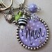 Nana PERSONALIZED NAME Silver Pendant Necklace OR keychain -Grandma, Grammi, Mimi, Mema - Channel Charm, Heart Charm, Valentine gift