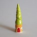 Fairy Gnome Tree House Miniature Ceramic Little House green brown red woodland