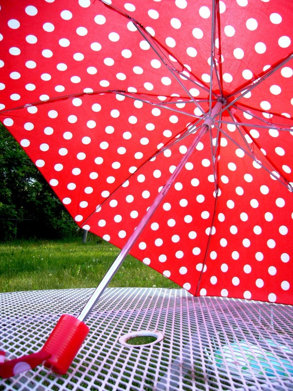 Retro Polka Dot Umbrella Red and white Parasol